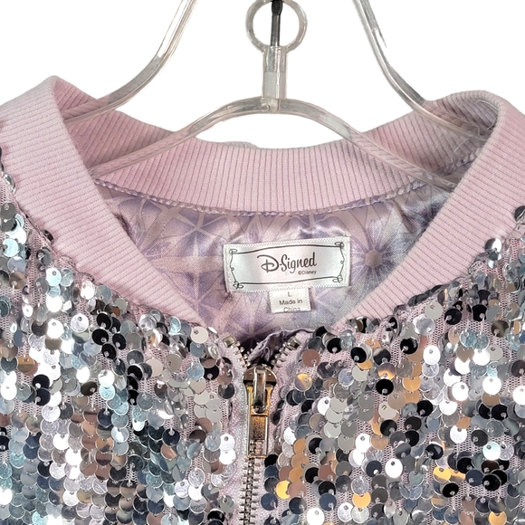 D-Signed Disney Sequence Shimmery Pink Fashion Lightweight Jacket Youth Size L - Picture 2 of 16